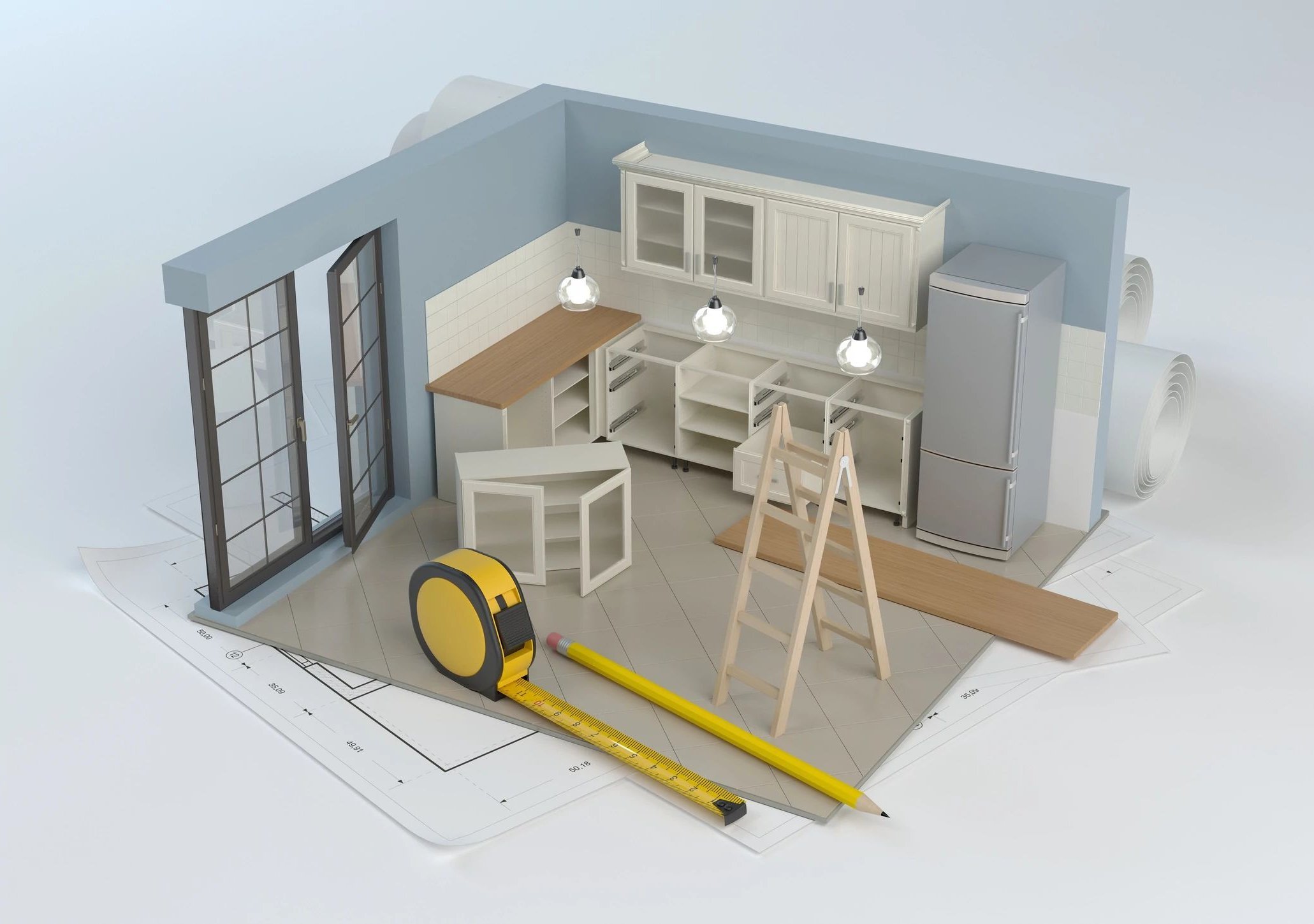 Diorama model of kitchen under construction - Classic Flooring and Design in FL